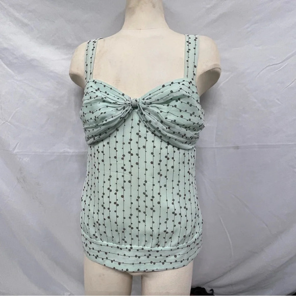 Ted Baker London Halter Top Size 1 Mint Green & Brown Dots - Picture 9 of 12